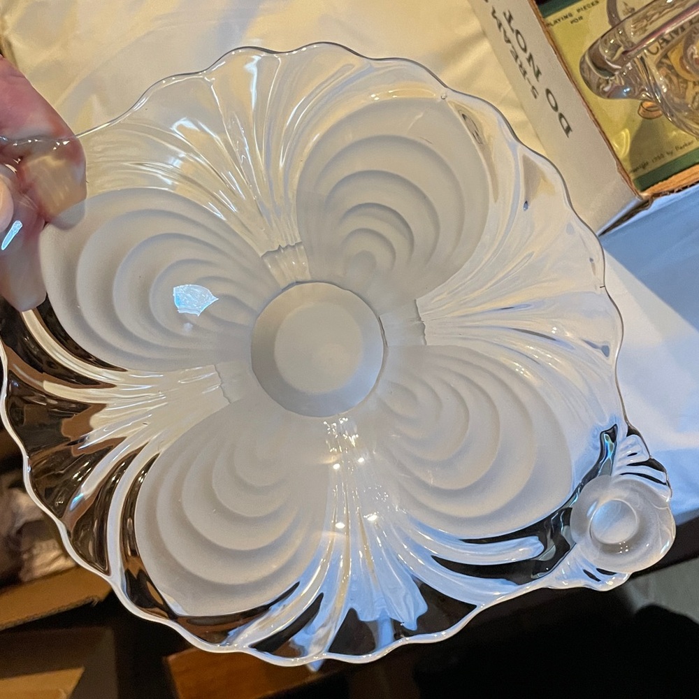 Satin Crystal Vintage Caprice Pattern Cambridge Glass 9.5” Compote Pristine Cond